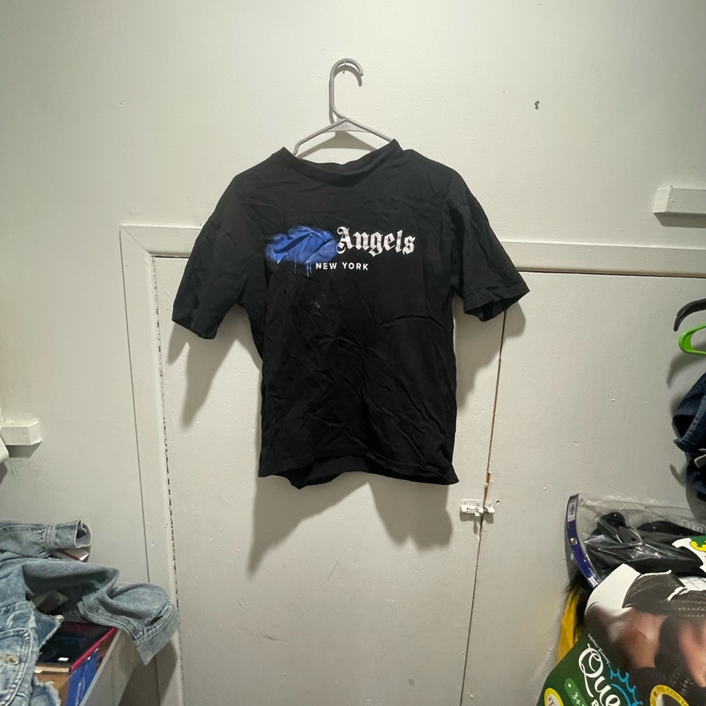 palm angels blue spray shirt